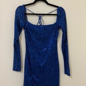 Lucy in the Sky Royal Blue Sequin Long Sleeve Dress